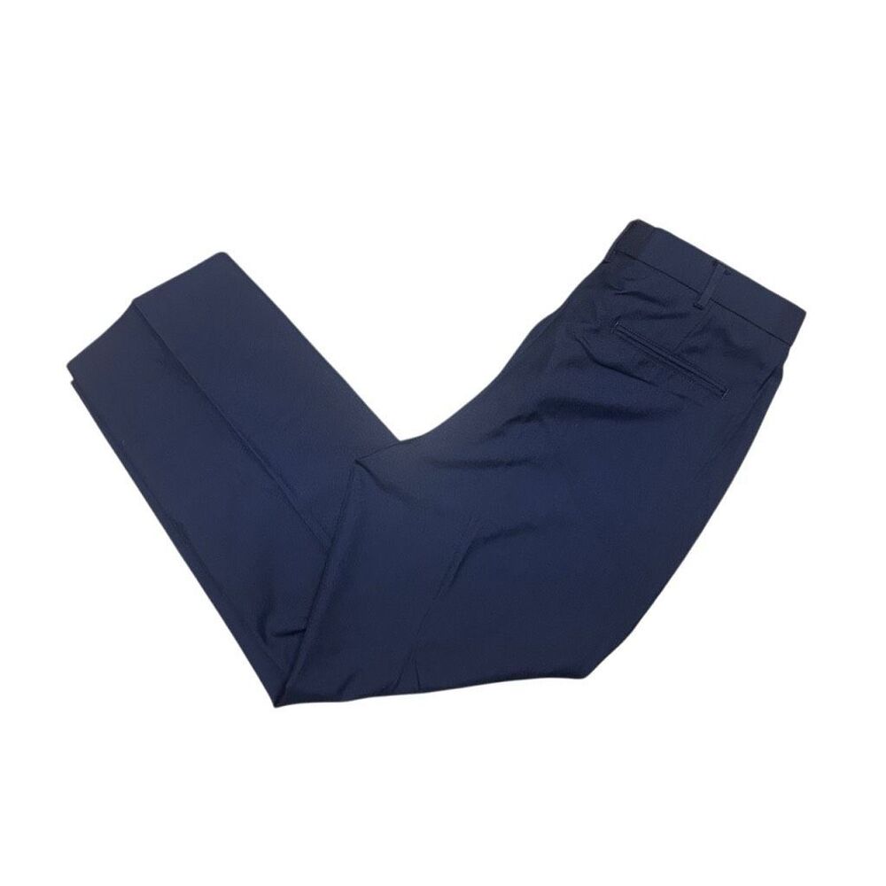 Bremen Bowdon Navy Blue Flat Front Dress Pants Trouser Size 35R Wool Blend